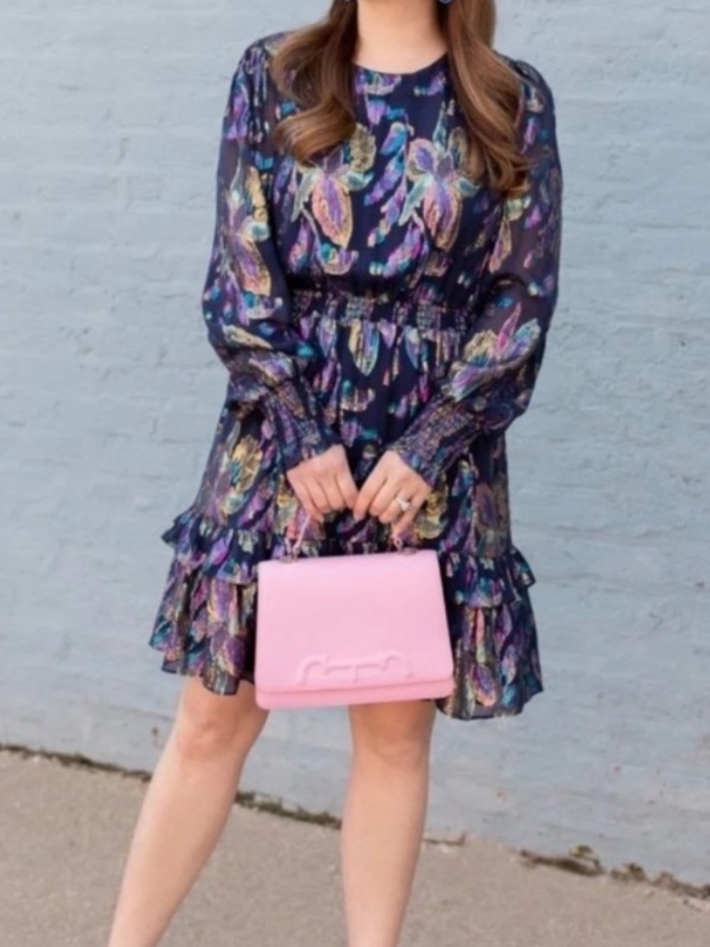 Lilly Pulitzer Dotti Silk Dress in Navy Metallic